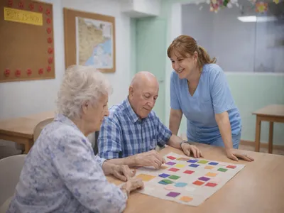 residentes realizando estimulación cognitiva