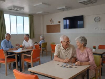 Sala común en centro especializado en Alzheimer fomentando la convivencia y estimulación cognitiva