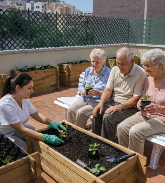 Actividad de estimulación sensorial y jardinería en centro especializado en Alzheimer